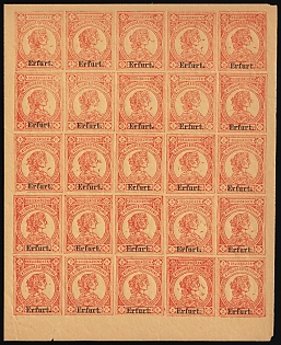 1888 2pf Erfurt, Germany Local Post, Private City Mail, Complete Sheet
