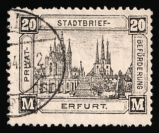 1888 20m Erfurt 'A. Privat-Stadtbrief-Beförderung (Private City Letter Delivery)', Germany Local Post, Private City Mail, Circular Cancellation