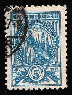 1890 5pf Erfurt 'A. Privat-Stadtbrief-Beförderung (Private City Letter Delivery)', Germany Local Post, Private City Mail, Circular Cancellation