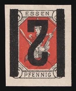 1888 2pf on 5pf Essen 'A. Privat-Stadt-Post (Private City Post)', Germany Local Post, Private City Mail, INVERTED Overprint