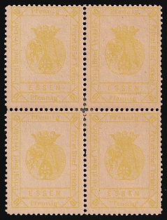 1888 10pf Essen 'A. Privat-Stadt-Post (Private City Post)', Germany Local Post, Private City Mail, Block of Four