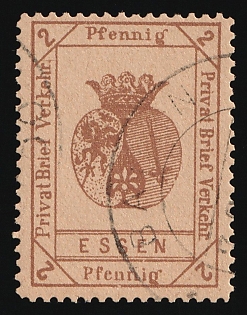 1896 2pf Essen, Germany Local Post, Private City Mail, Circular Cancellation