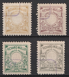 1887 Falkenstein, Germany Local Post, Private City Mail, Violet Rectangular Cancellation