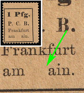 1886 1pf Frankfurt 'B. Drucksachen- & Circular-Beförderung (Printed Matter & Circular Delivery)', Germany Local Post, Private City Mail, MISSED Letter 'M' in 'Main'