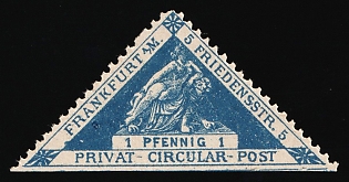 1887 1pf Frankfurt 'B. Drucksachen- & Circular-Beförderung (Printed Matter & Circular Delivery)', Germany Local Post, Private City Mail, MISSED Perforation
