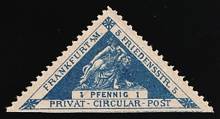 1887 1pf Frankfurt 'B. Drucksachen- & Circular-Beförderung (Printed Matter & Circular Delivery)', Germany Local Post, Private City Mail, MISSED Perforation