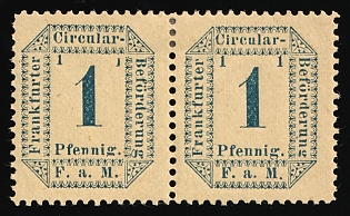 1894 1pf Frankfurt 'C. Frankfurter Privat-Brief- & Circular-Beförderung (Frankfurt Private Letter & Circular Delivery)', Germany Local Post, Private City Mail, Pair