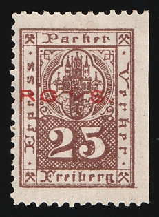 1891 25pf Freiburg (Sachsen), Germany Local Post, Private City Mail, MISSED Perforation