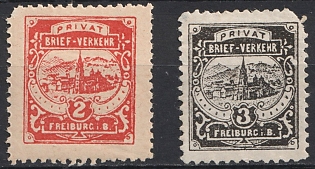 1896 Freiburg (Breisgau) 'B. Privat-Brief-Verkehr II (Private Letter Traffic II)', Germany Local Post, Private City Mail, Complete Set