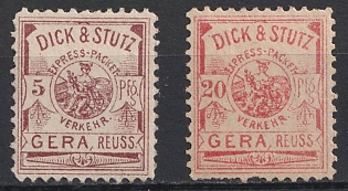 1890 Gera 'B. Dick & Stutz Stadt-Brief-Beförderung und Expreß-Packet-Verkehr (Dick & Stutz City Letter Delivery and Express Parcel Traffic)', Germany Local Post, Private City Mail