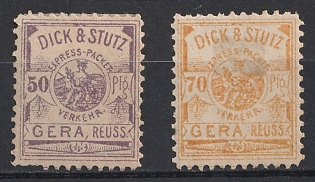 1890 Gera 'B. Dick & Stutz Stadt-Brief-Beförderung und Expreß-Packet-Verkehr (Dick & Stutz City Letter Delivery and Express Parcel Traffic)', Germany Local Post, Private City Mail
