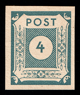 1945 4pf East Saxony, Soviet Russian Zone of Occupation, Black-Blue Color