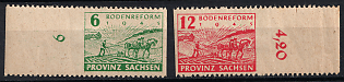 1945 Province of Saxony, Soviet Russian Zone of Occupation, Complete Set, Margins, Plate Numbers