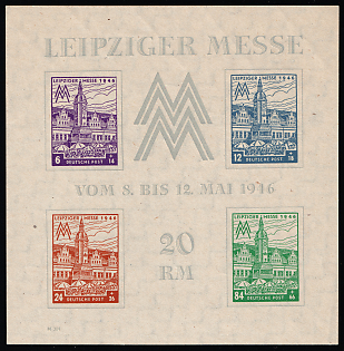 1946 West Saxony, Soviet Russian Zone of Occupation, Souvenir Sheet
