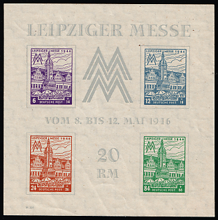 1946 West Saxony, Soviet Russian Zone of Occupation, Souvenir Sheet