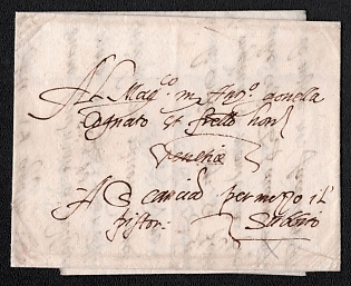 1691 (14 Oct) Pre-philatelic stampless international merchant letter sheet from Cologne (Germany) to Venice (Italy), merchant handwritten notations, red wax seal on reverse, addressed to Al Sig.re Gion-Batta Antonio Biffi in Lilla. Written in Italian