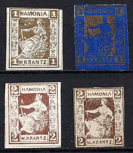1863 Hamburg 'A. Boten-Marken (Messenger Stamps)', Germany Local Post, Private City Mail, Complete Set