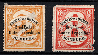 1864 Hamburg 'B. Brief-, Packet & Güter-Expedition Charles van Diemen (Letter, Parcel & Goods Forwarding Charles van Diemen)', Germany Local Post, Private City Mail