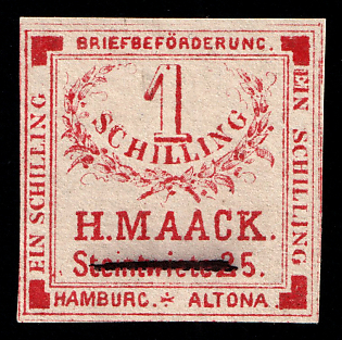 1872 1sch Hamburg 'C. Brief- & Packetbeförderung H. Maack (Letter & Parcel Delivery H. Maack)', Germany Local Post, Private City Mail