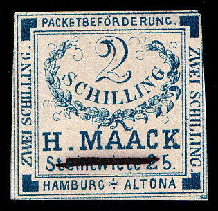 1872 2sch Hamburg 'C. Brief- & Packetbeförderung H. Maack (Letter & Parcel Delivery H. Maack)', Germany Local Post, Private City Mail