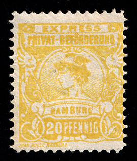 1888 20pf Hamburg 'E. Privat-Beförderung / Hammonia II (Private Delivery / Hammonia II)', Germany Local Post, Private City Mail