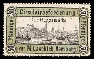 1889 50pf Hamburg 'F. Circulairbeförderung von M. Laschick (Circular Delivery by M. Laschick)', Germany Local Post, Private City Mail