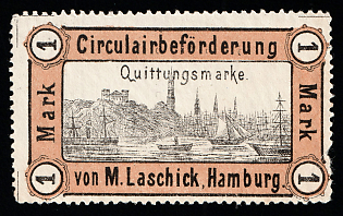 1889 1m Hamburg 'F. Circulairbeförderung von M. Laschick (Circular Delivery by M. Laschick)', Germany Local Post, Private City Mail