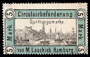 1889 5m Hamburg 'F. Circulairbeförderung von M. Laschick (Circular Delivery by M. Laschick)', Germany Local Post, Private City Mail