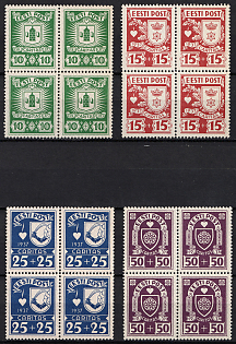1937 Estonia, Complete Set, Blocks of Four