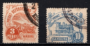 1888 Hamburg 'E. Privat-Beförderung / Hammonia II (Private Delivery / Hammonia II)', Germany Local Post, Private City Mail, Circular Cancellation