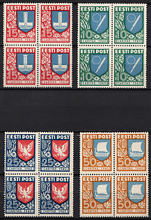 1940 Estonia, Complete Set, Block of Four