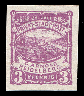 1887 3pf Heidelberg, Germany Local Post, Private City Mail