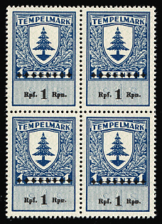 1942 1rpf on 1s Estonia, German Occupation, Germany, Revenues, Block of Four
