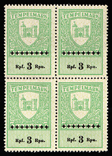 1942 3rpf on 3s Estonia, German Occupation, Germany, Revenues, Block of Four
