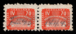 1941 70rpf Estonia, Latvia, Lithuania, German Occupation, Germany, Revenues, Used, Pair, Pension Insurance