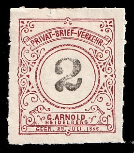 1890 2pf Heidelberg, Germany Local Post, Private City Mail