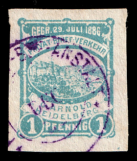 1887 1pf Heidelberg, Germany Local Post, Private City Mail, Violet Circular Cancellation