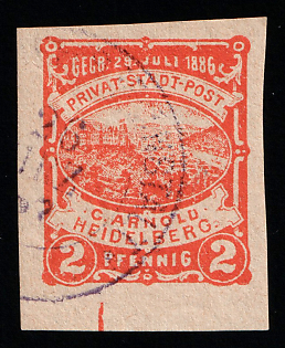 1887 2pf Heidelberg, Germany Local Post, Private City Mail, CTO Cancelled-to-order