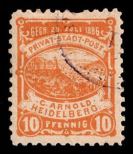 1887 10pf Heidelberg, Germany Local Post, Private City Mail, CTO Cancelled-to-order