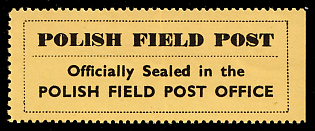1942 Official Seal Label, Polish Forces in Great Britain, Polish Field Post, WWII, Poland, Perforated, Thin Yellow Paper,