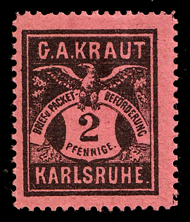 1890 2pf Karlsruhe 'B. Privat-Brief-Verkehr (Anselm/Kraut) (Private Letter Traffic (Anselm/Kraut))', Germany Local Post, Private City Mail