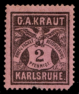 1890 2pf Karlsruhe 'B. Privat-Brief-Verkehr (Anselm/Kraut) (Private Letter Traffic (Anselm/Kraut))', Germany Local Post, Private City Mail