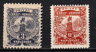 1897 Karlsruhe 'C. Privat-Brief-Verkehr (Schmidt/Farrenkopf & Fritz) (Private Letter Traffic (Schmidt/Farrenkopf & Fritz))', Germany Local Post, Private City Mail, Complete Set
