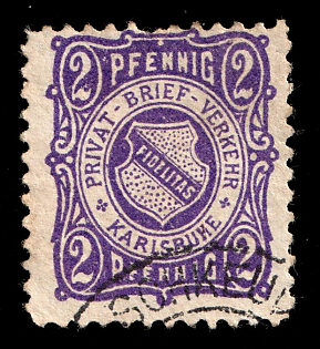 1886 2pf Karlsruhe 'B. Privat-Brief-Verkehr (Anselm/Kraut) (Private Letter Traffic (Anselm/Kraut))', Germany Local Post, Private City Mail, Circular Cancellation