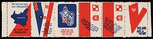 1942 Polish Air Force Patriotic Labels, Polish Forces in Great Britain, WWII, Poland, Marginal Se-tenant, Cinderella