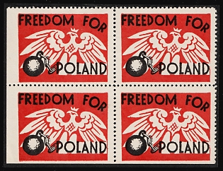 'Freedom for Poland', Poland, Block of Four, Cinderella
