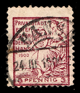1895 3pf Konigsberg, Germany Local Post, Private City Mail, Circular Cancellation
