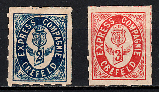 1886 Krefeld 'B. Express-Compagnie (Express Company)', Germany Local Post, Private City Mail, Complete Set