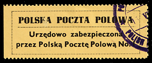 Official Seal Label 'Officially Sealed in the Polish Field Post Office', Polish Forces in Great Britain, WWII, Poland, Violet Circular 'Polska Poczta Polowa Polish Field Post Office' Datestamp