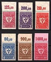 1922 Weimar Republic, Germany (Mi. 199 - 204, Full Set, Margins, Plate Numbers, CV $30, MNH)